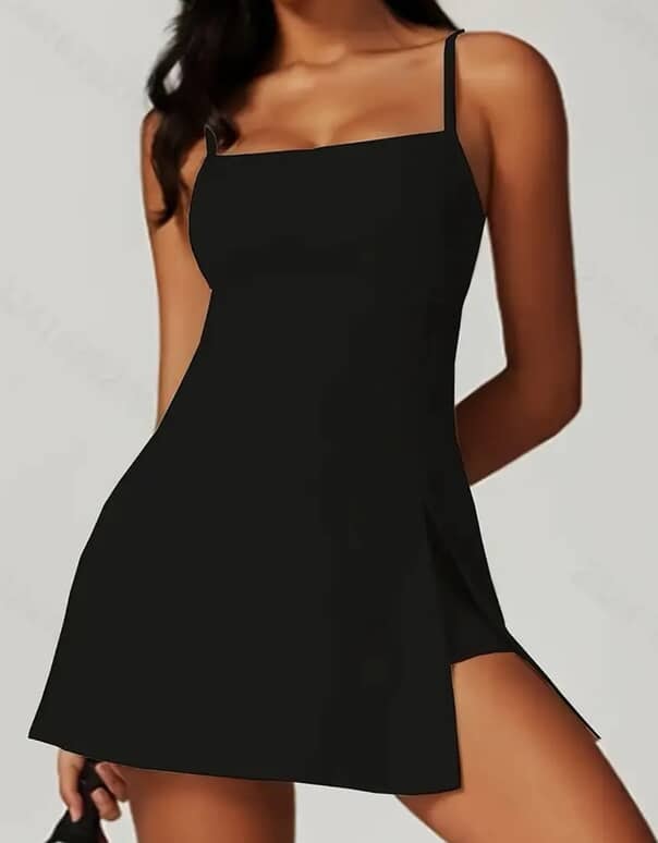 Black Sports Dress with Built-In Shorts